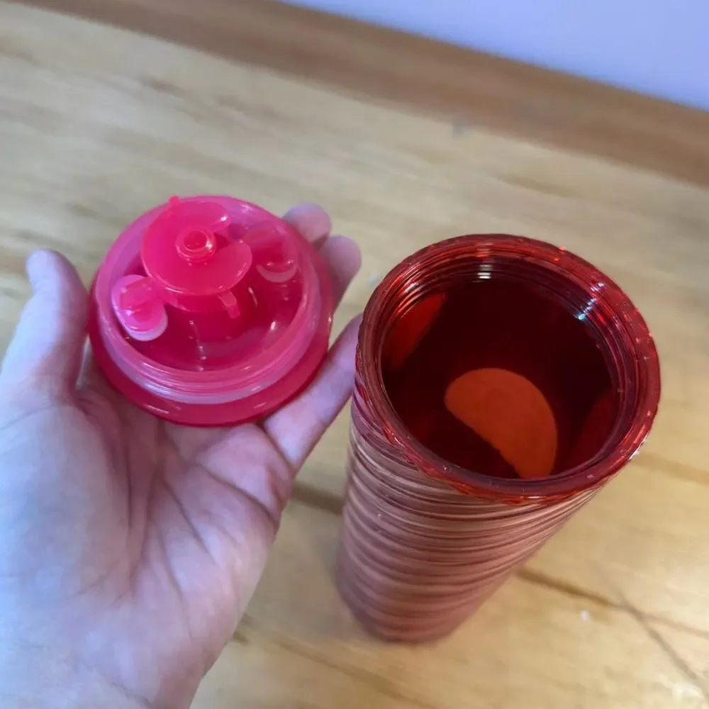 Starbucks Pink Red Swirl Cold Cup Tumbler 24 oz Reusable
